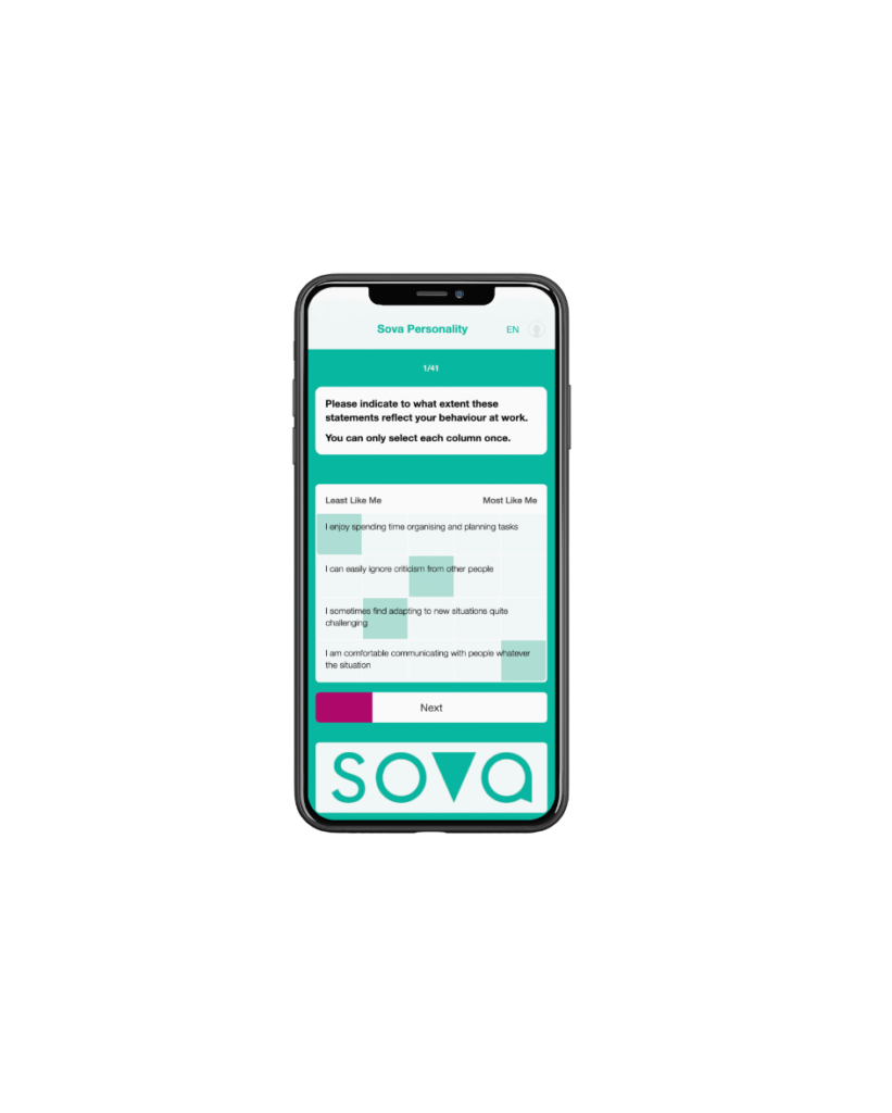 Mockup of a SOVA Assessment on an iPhone
